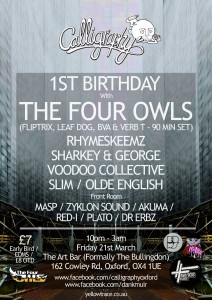 The Four Owl & DJ Fingerfood LIVE @ Calligraphy, The Art Bar, Oxford