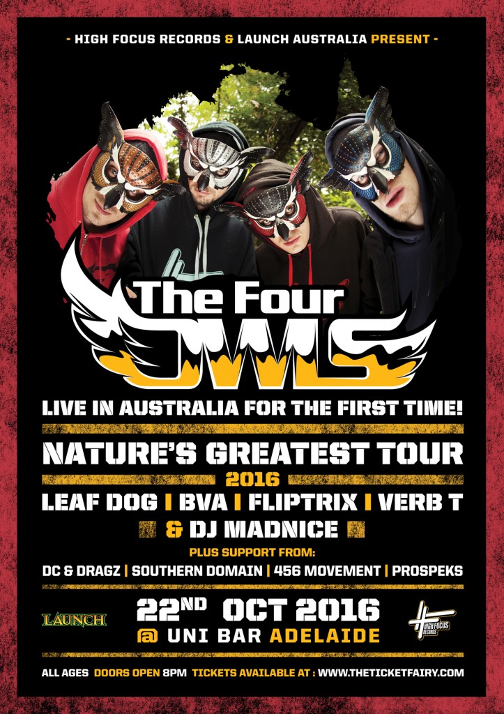The Four Owls Live Adelaide Uni Bar, Adelaide, Australia Official
