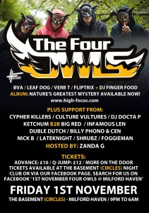 The Four Owls + DJ Fingerfood LIVE @ The Basement (Circles), Milford Haven, Wales